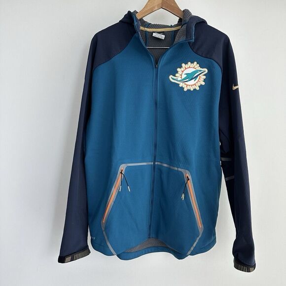 Nike Miami Dolphins Jacket Mens XL Therma Fit Sphere NFL Football Zip Up Hoodie - Picture 4 of 12
